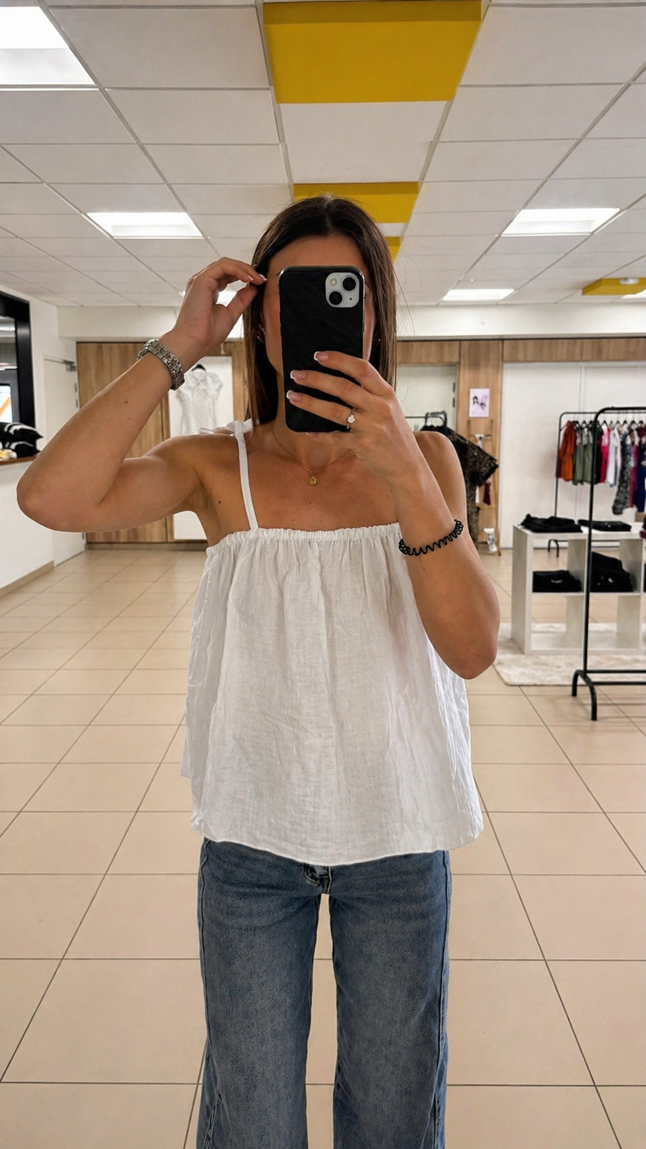 Top Axelle en gaze de coton - blanc