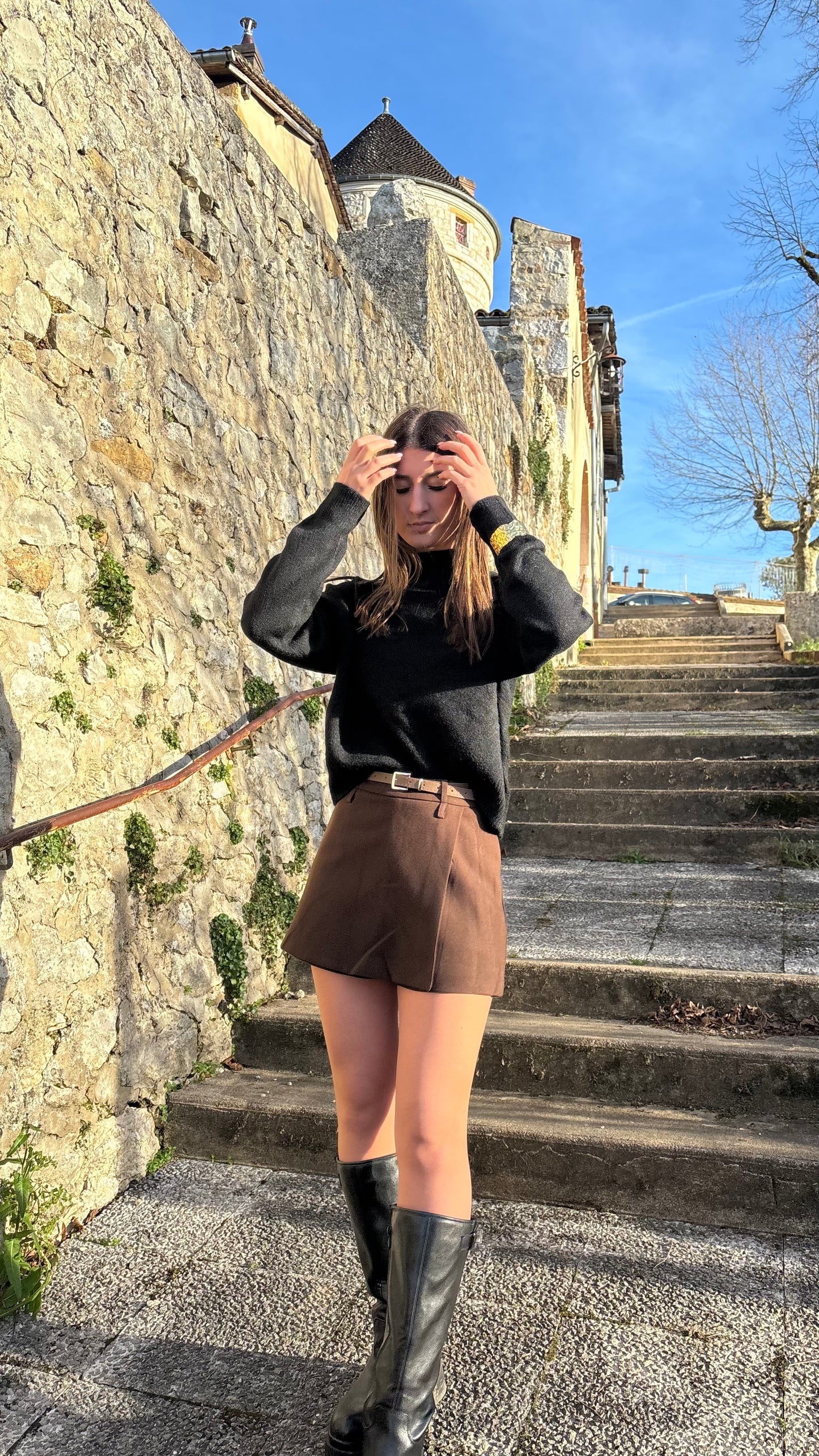 Pull noir col montant Iris