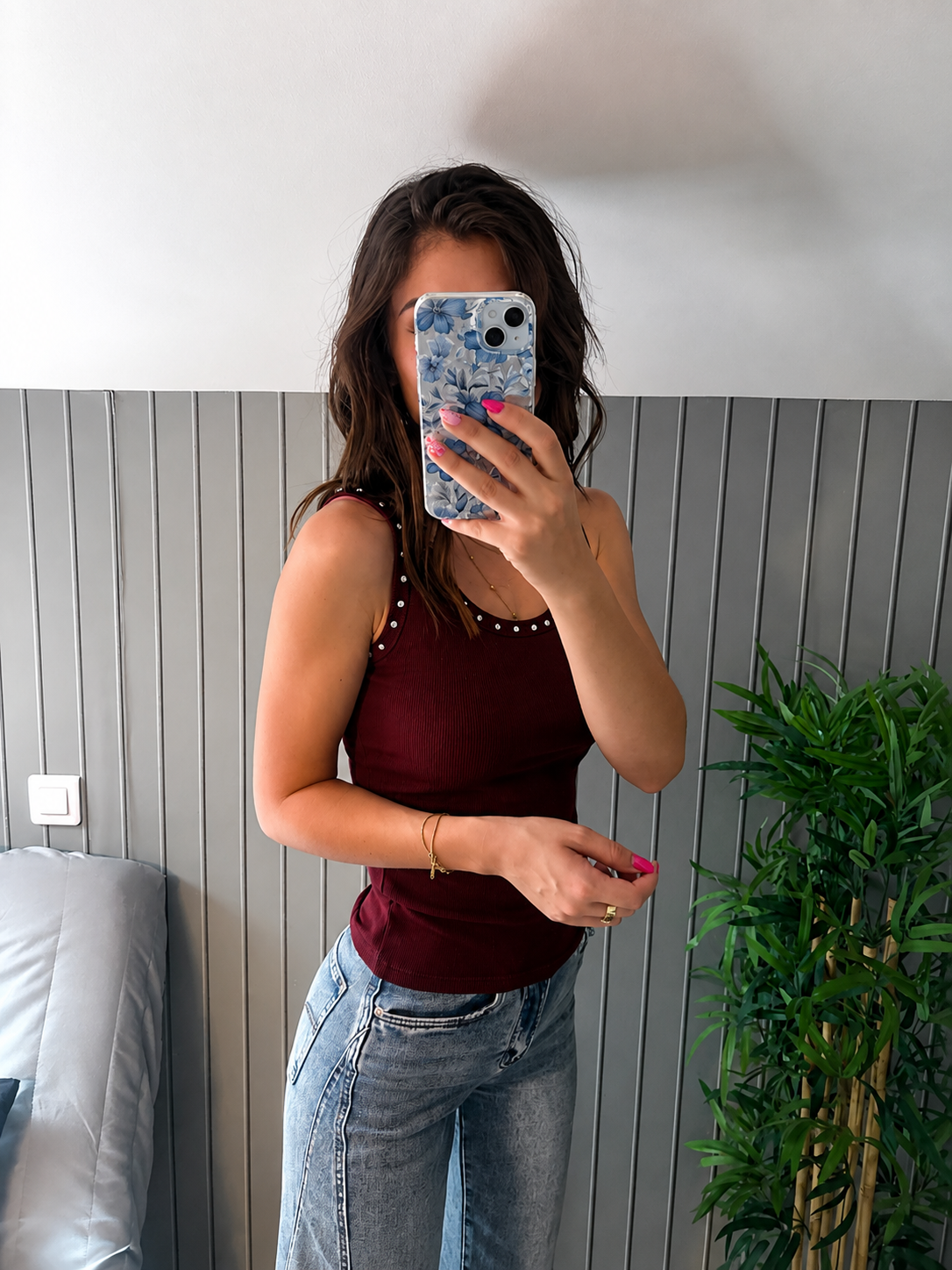 Débardeur à strass Ashley - prune