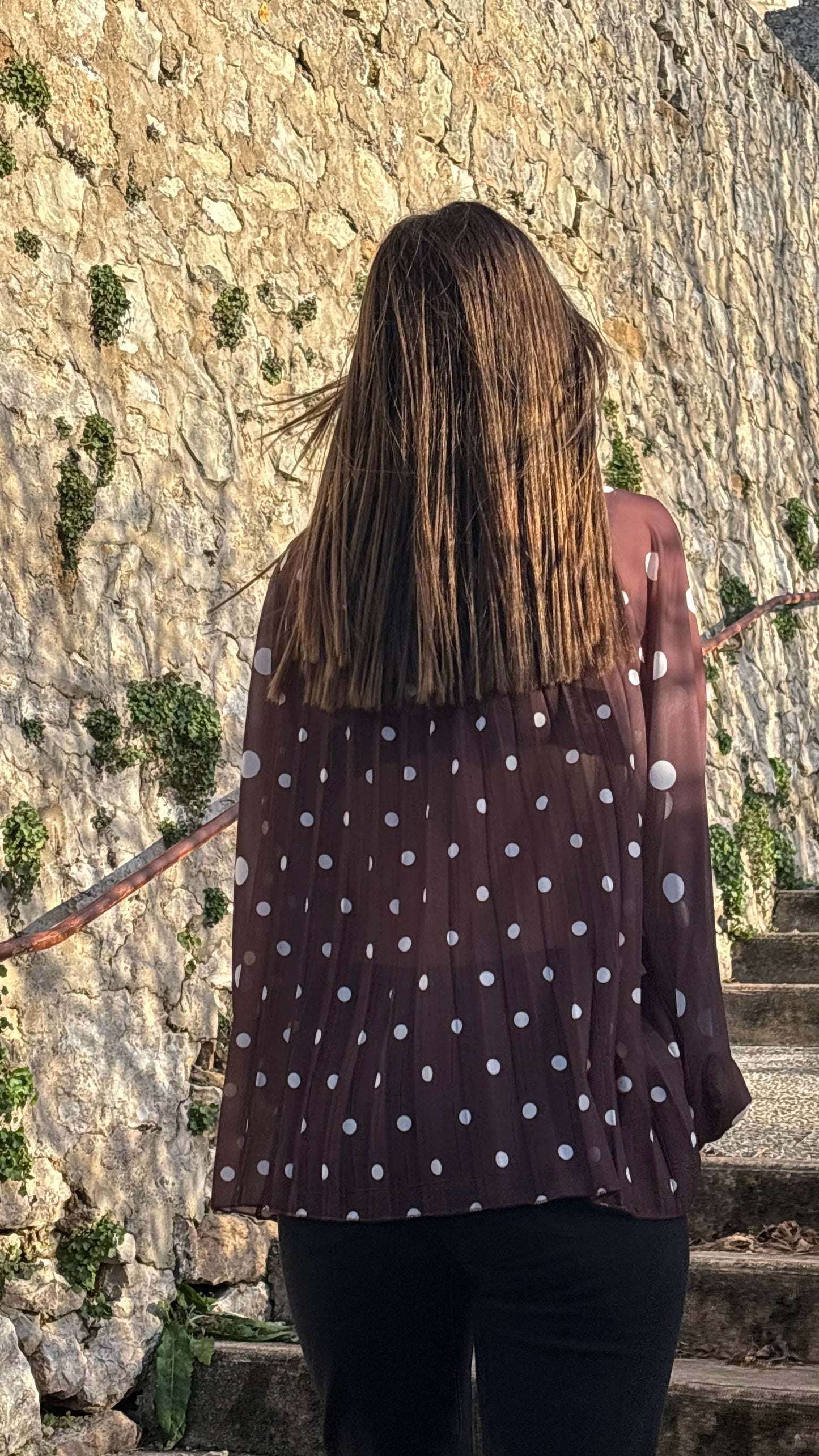 Blouse marron à pois Sofia