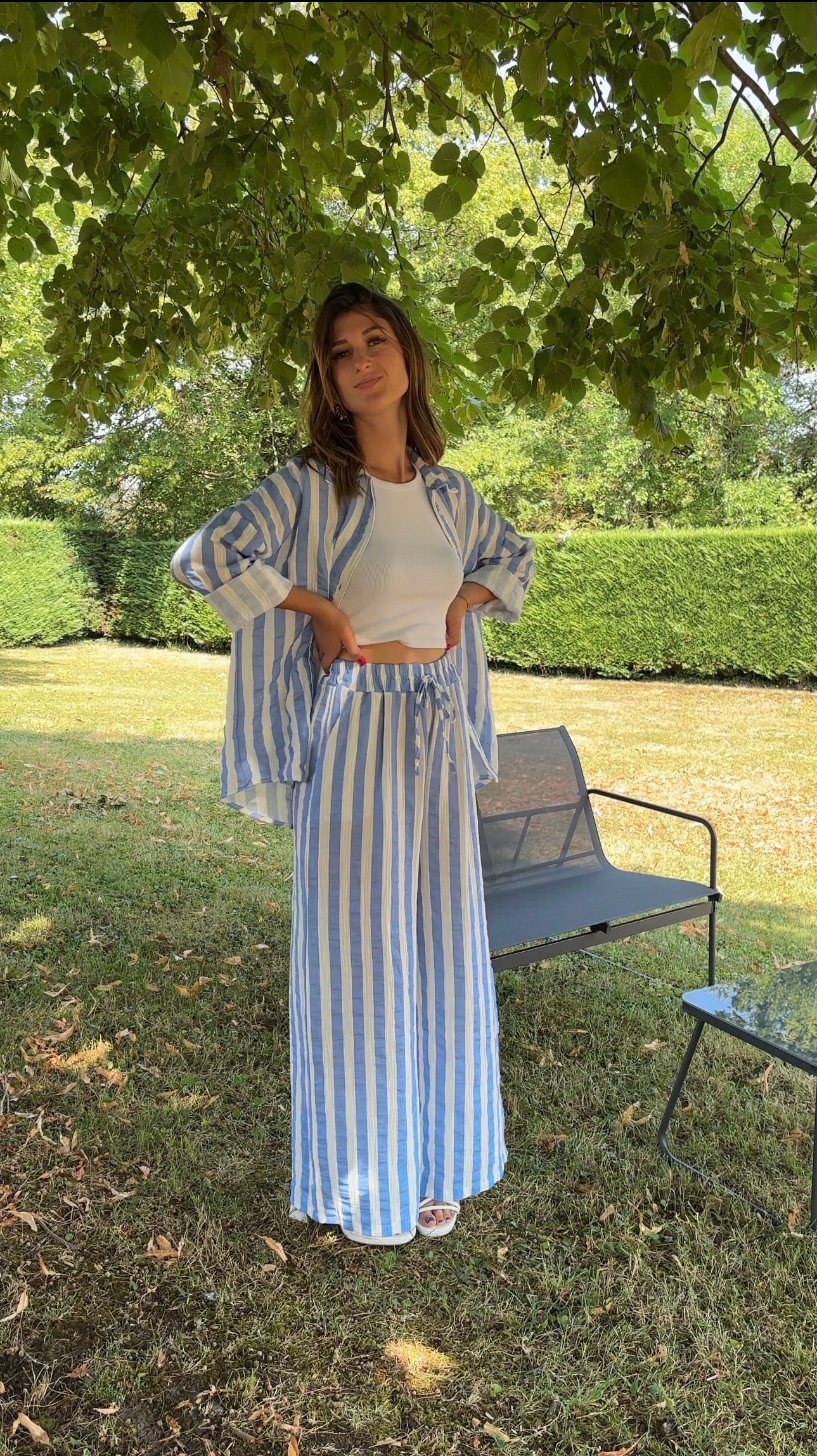 Chemise à rayures Pauline - bleu clair