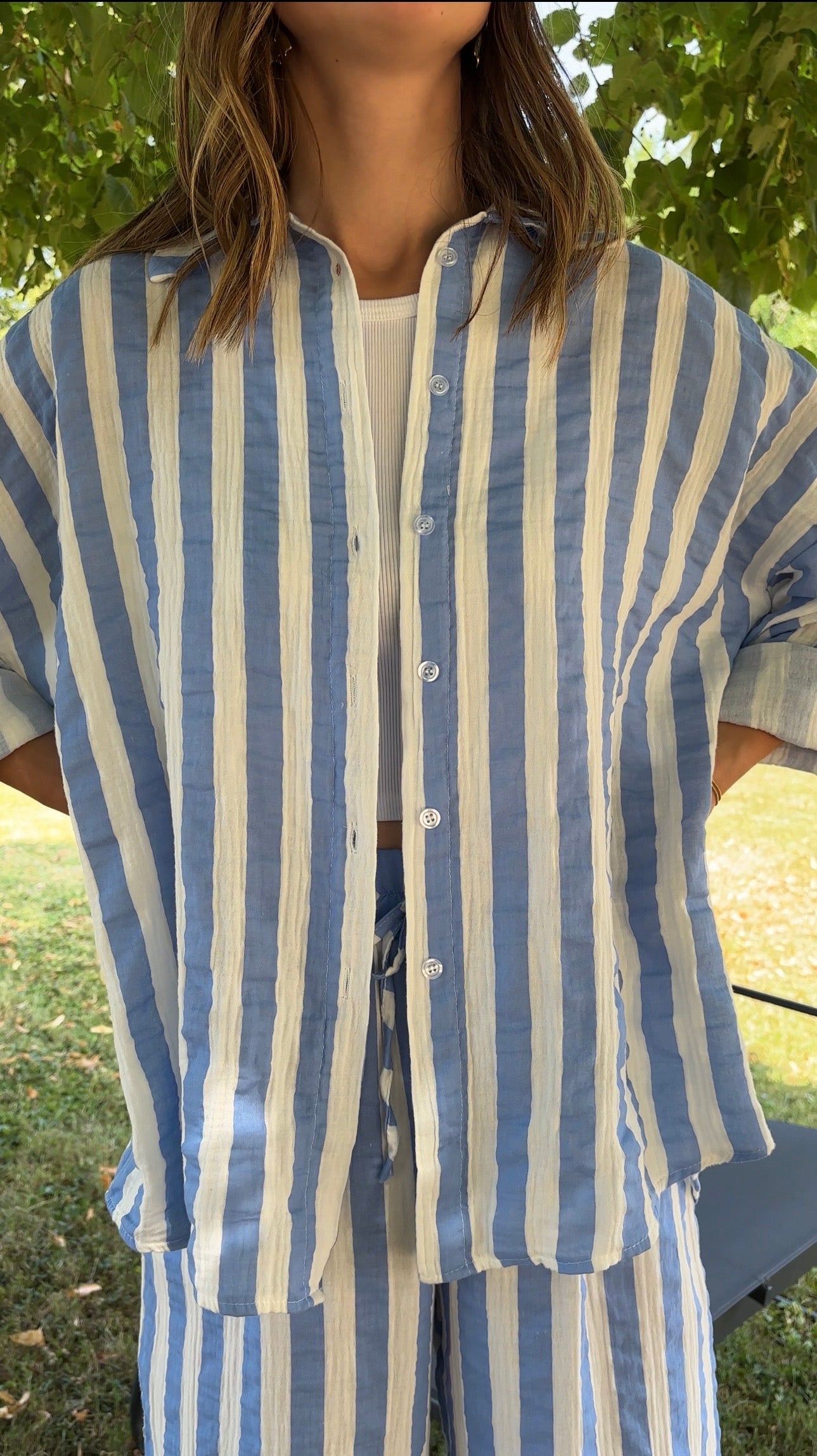 Chemise à rayures Pauline - bleu clair