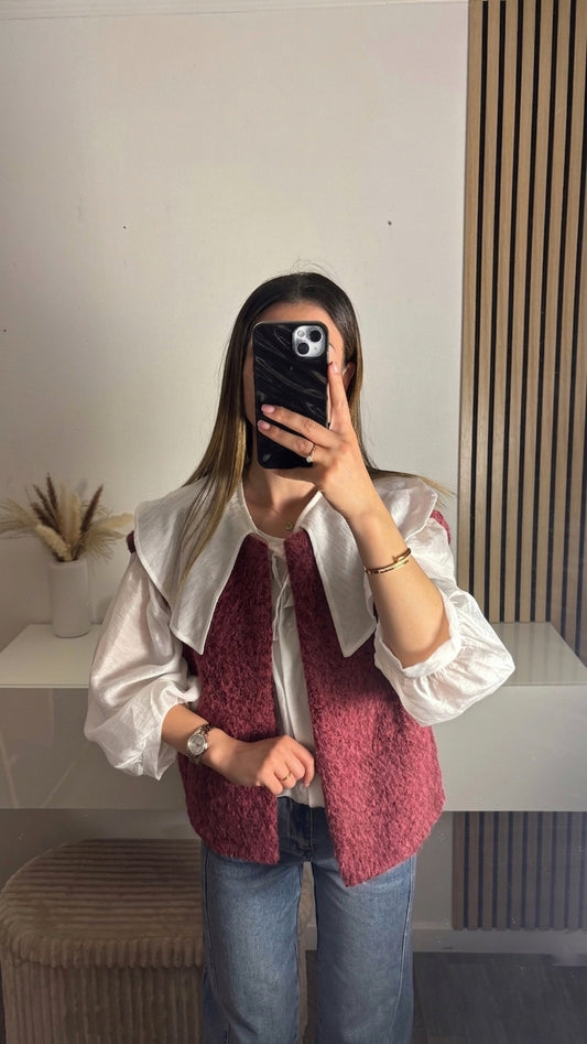 Veste sans manches bordeaux Colette
