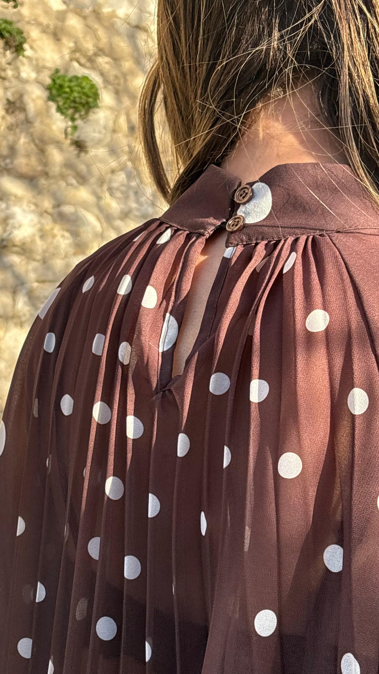 Blouse marron à pois Sofia