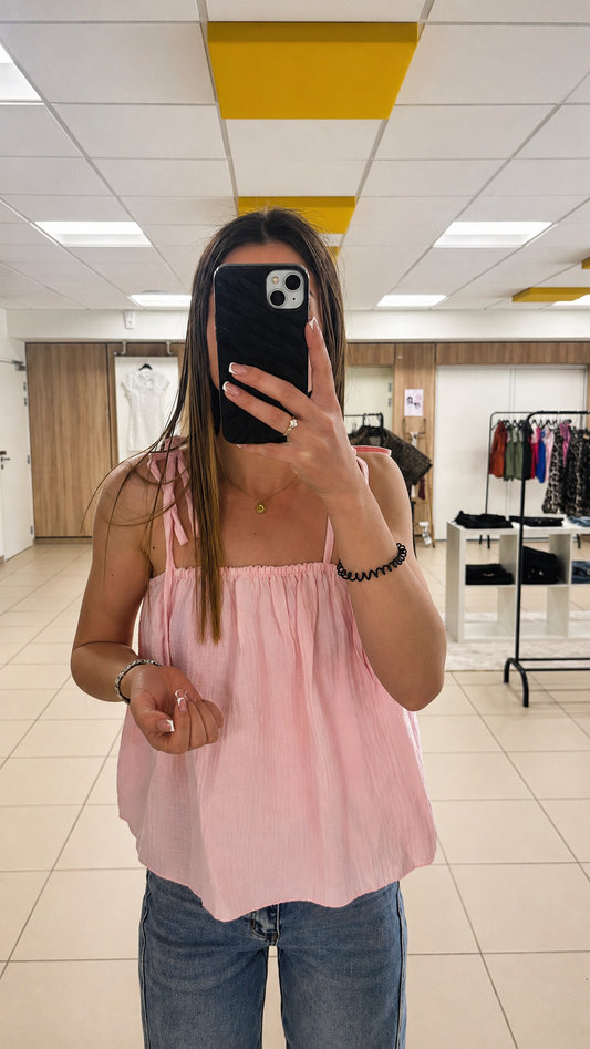 Top Axelle en gaze de coton - rose blush