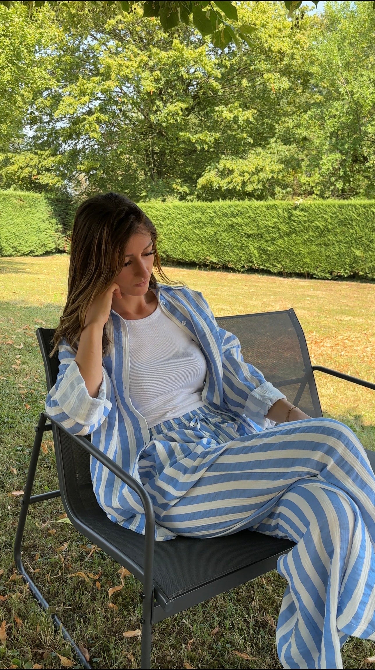 Chemise à rayures Pauline - bleu clair