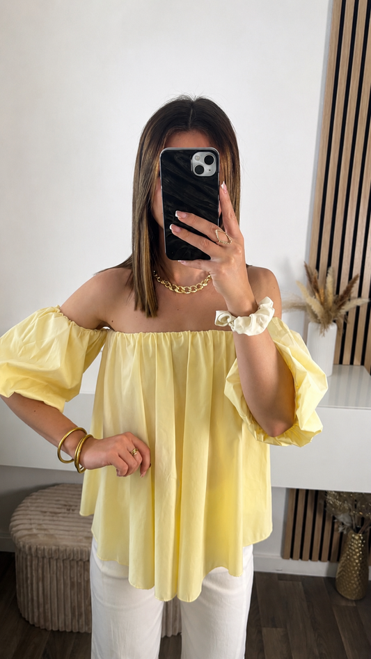 Blouse épaules dénudées jaune Sandra