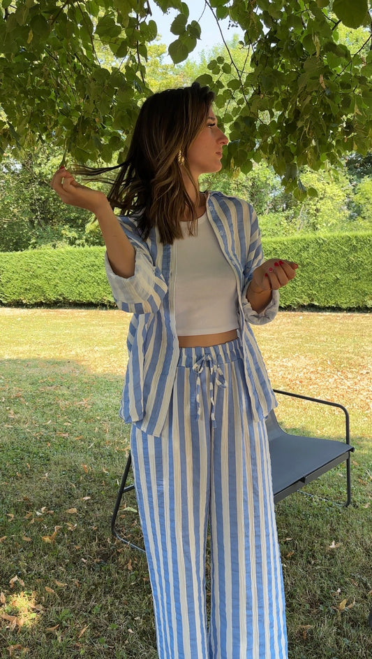 Chemise à rayures Pauline - bleu clair