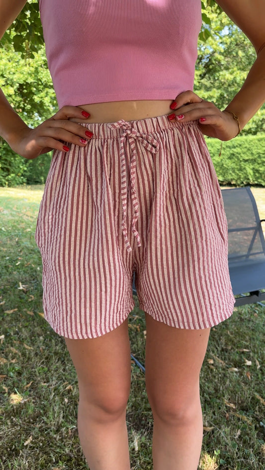 Short à rayures Joyna - Rose