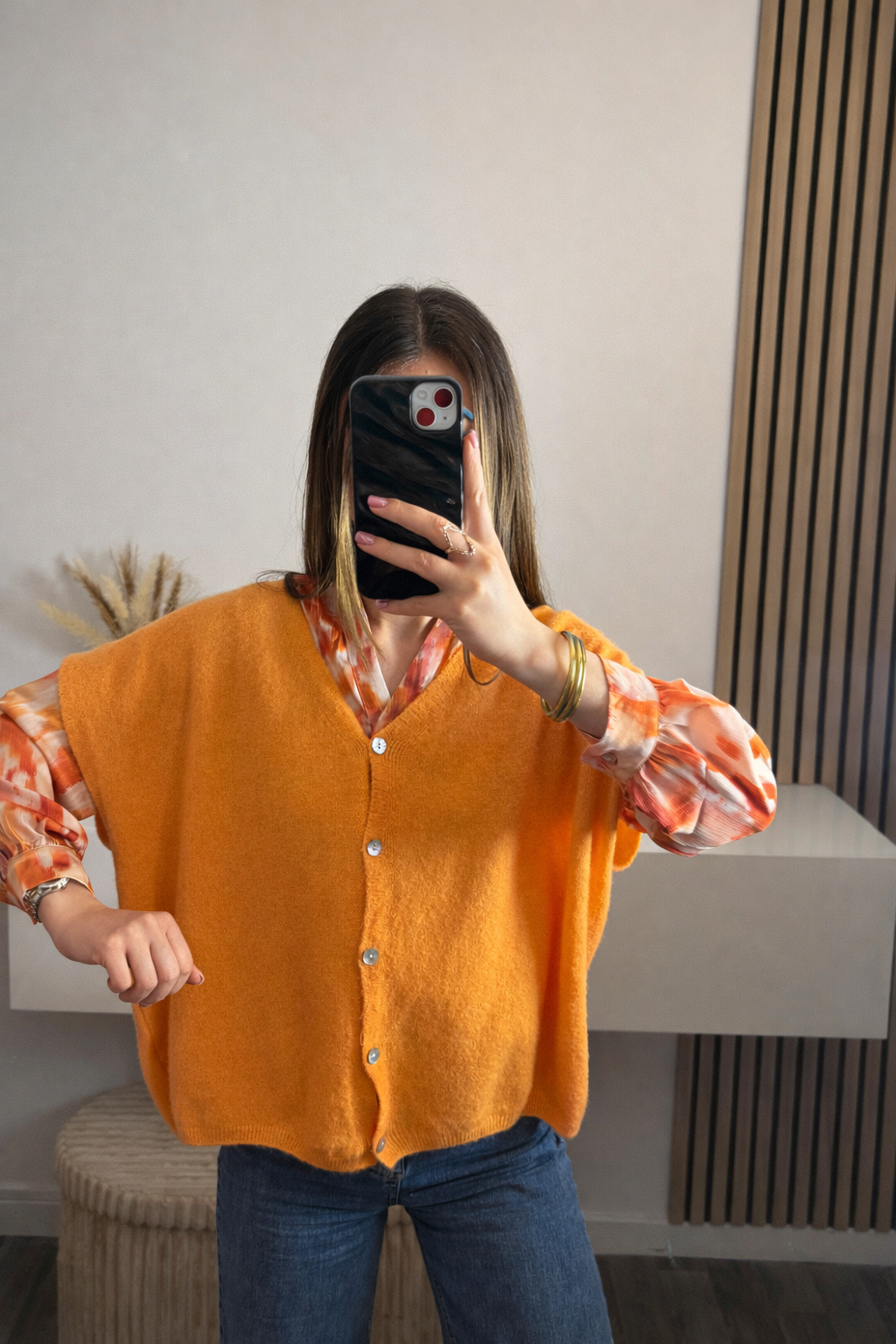 Pulls sans manches orange Eden